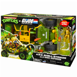 ティーンエイジ・ミュータント・ニンジャ・タートルズ x G.I.ジョー コラボシリーズ プレイメイツ 4.5インチ ベーシックフィギュア&ビークルパック AWE シェル・ストライカー with エイプリル x スカーレット