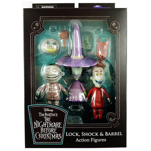 ナイトメアー ビフォア クリスマス ダイアモンドセレクト 7インチ アクションフィギュア 3パック ロック ショック バレル