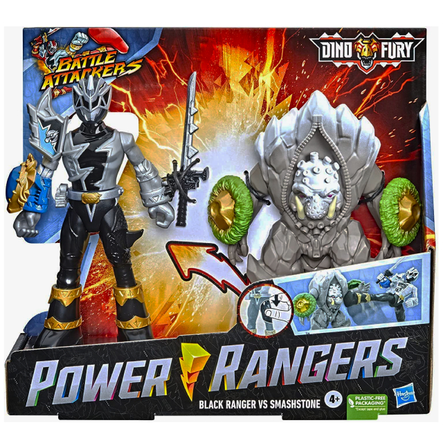 ハズブロ パワーレンジャー ダイノフューリー バトル アタッカーズ アタックフィギュア 2パック ブラックレンジャー スマッシュストーン