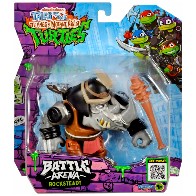 テイルズ・オブ・ティーンエイジ・ミュータント・ニンジャ・タートルズ プレイメイツ 4.5インチ ベーシックフィギュア バトルアリーナ ロックステディ