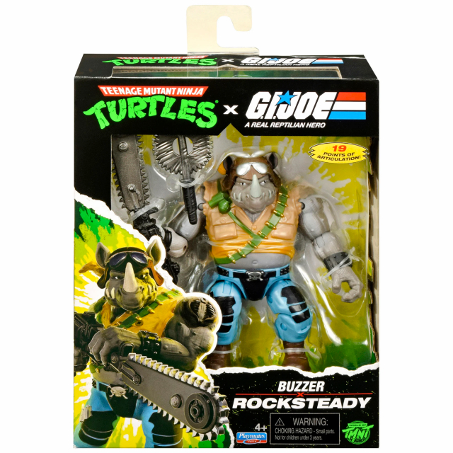 ティーンエイジ・ミュータント・ニンジャ・タートルズ x G.I.ジョー コラボシリーズ プレイメイツ 4.5インチ ベーシックフィギュア ロックステディ x バザー