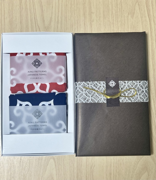 ギフト：アイヌ文様手拭い（雪の華）2枚セット