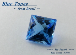ブラジル産トパーズ☆スクエアシェイプ8mm☆3.08ct.☆チェッカーカット