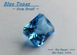 ブラジル産ブルートパーズ☆スクエアシェイプ10mm☆約5.07ct☆チェッカーカット