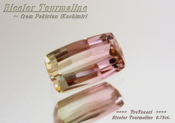 カシミール産バイカラートルマリン☆クッションシェイプ☆7x4mm☆0.78ct.