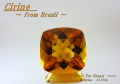【高品質ルース】　オレンジ色の眩しい輝き！！ブラジル産シトリンルース　11カラットUP　クッションシェイプ15mm