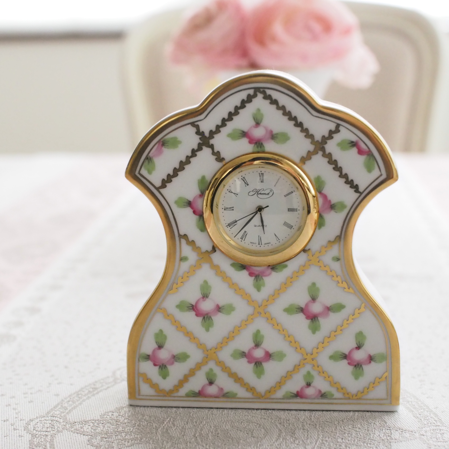 ☆御会員様専用☆Freeラッピング☆　ヘレンド　SPROG セーブル風小薔薇金彩 クロック