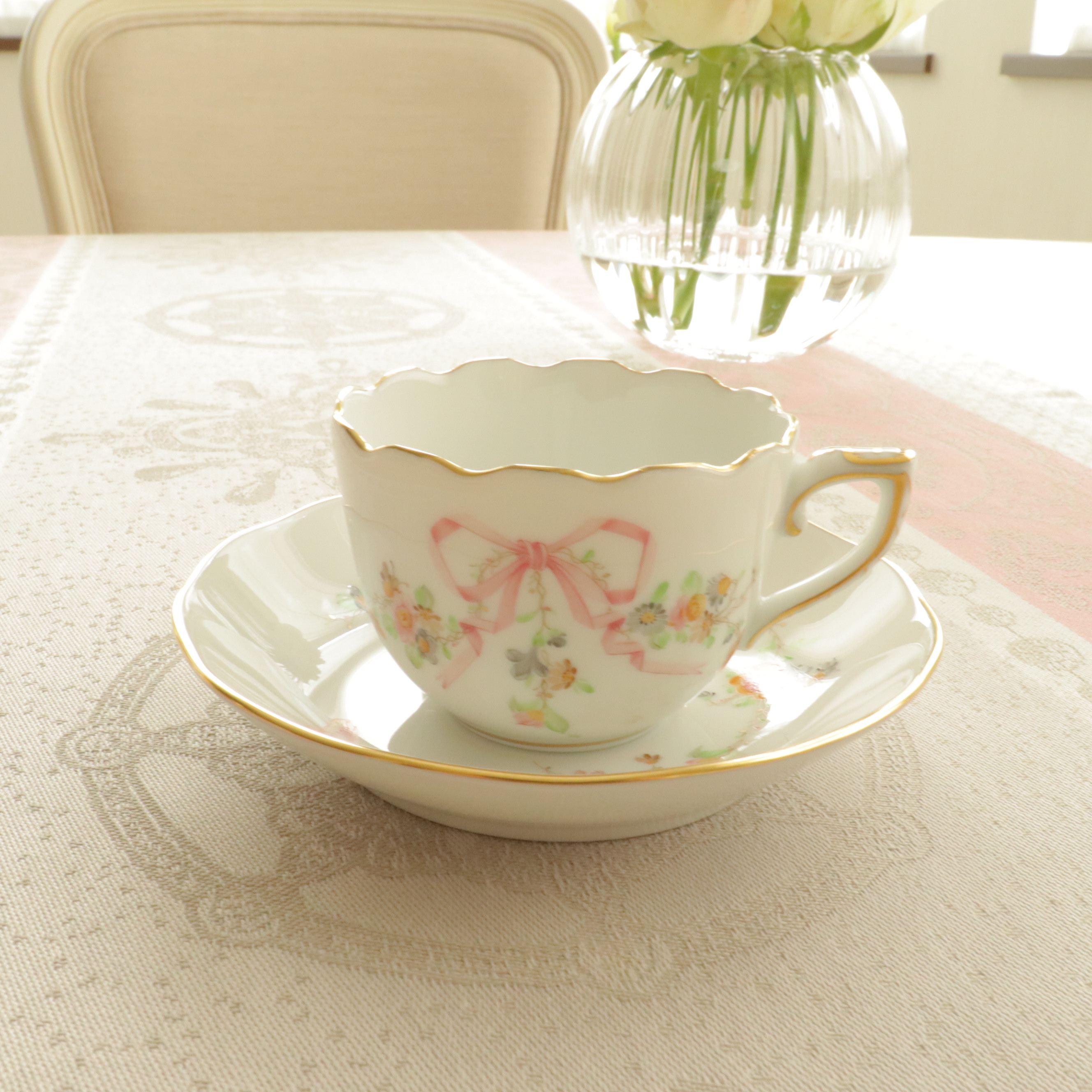 ☆お取り寄せ品☆お届けまで６ヶ月前後☆Herend EDENP エデン桜ピンク ミニカップ＆ソーサー　約１００ml （*カップ＆ソーサーのみ。他のアイテムは別売です。）