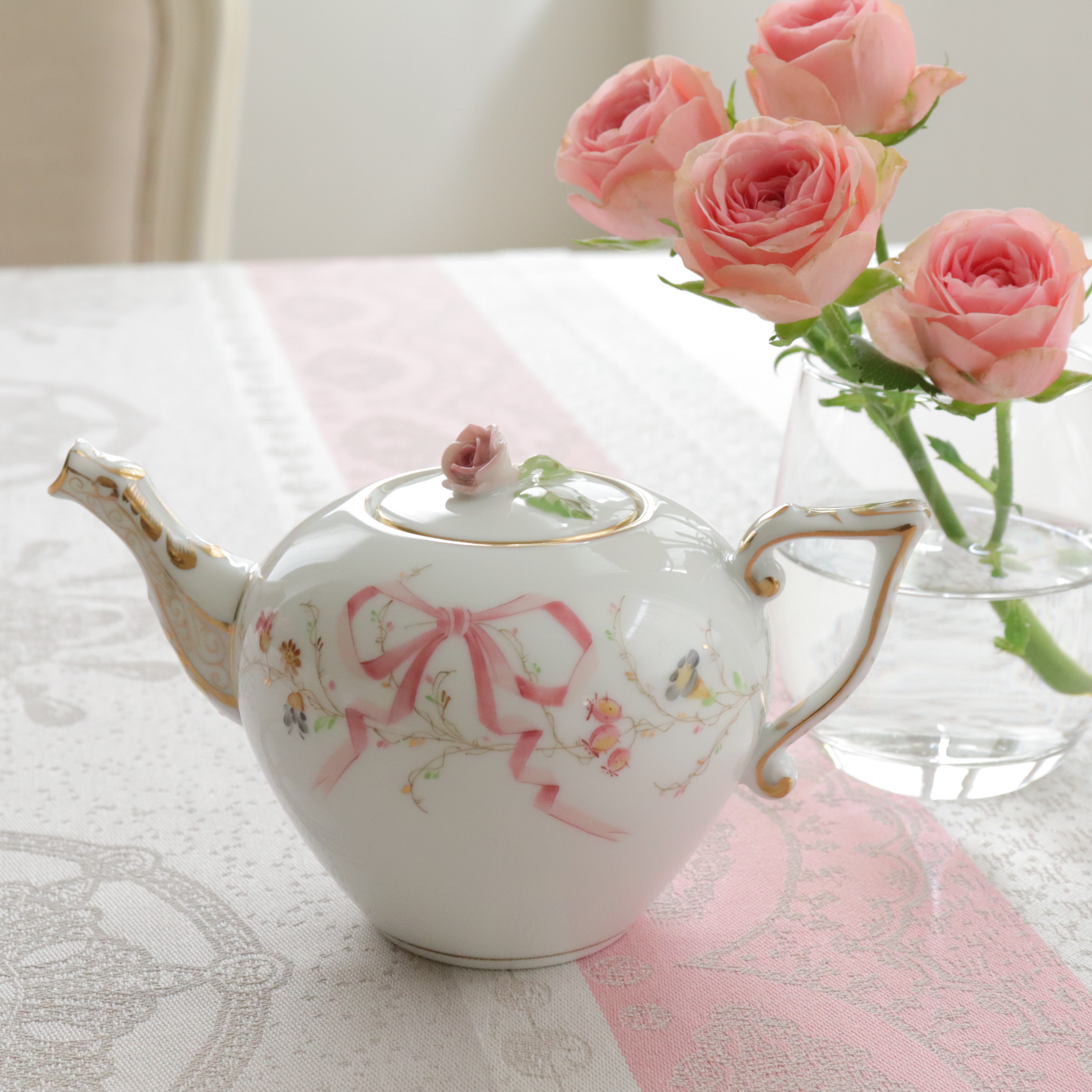 Herend ヘレンド エデン桜ピンク　シンプル　ミニミニティーポット　約280ml (*ティーポットのみ。オリエンタルボウル＆ソーサーは別売です。）