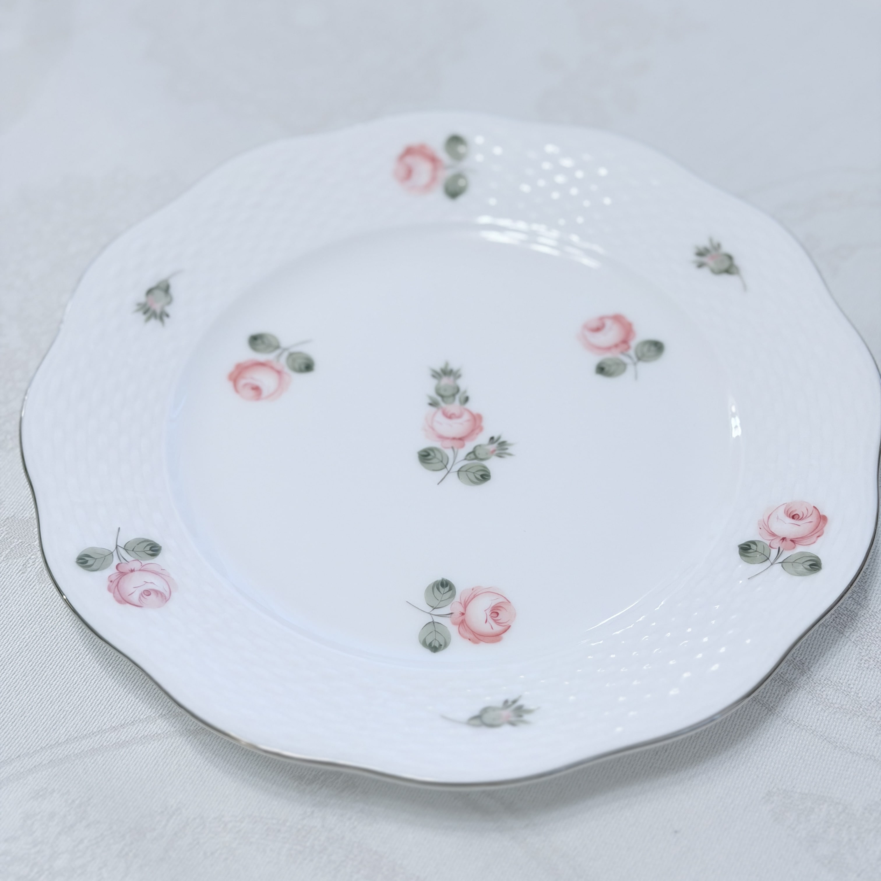Herend ヘレンド　ウィーンの薔薇プラチナシリーズ ラージプレート　約21cm
