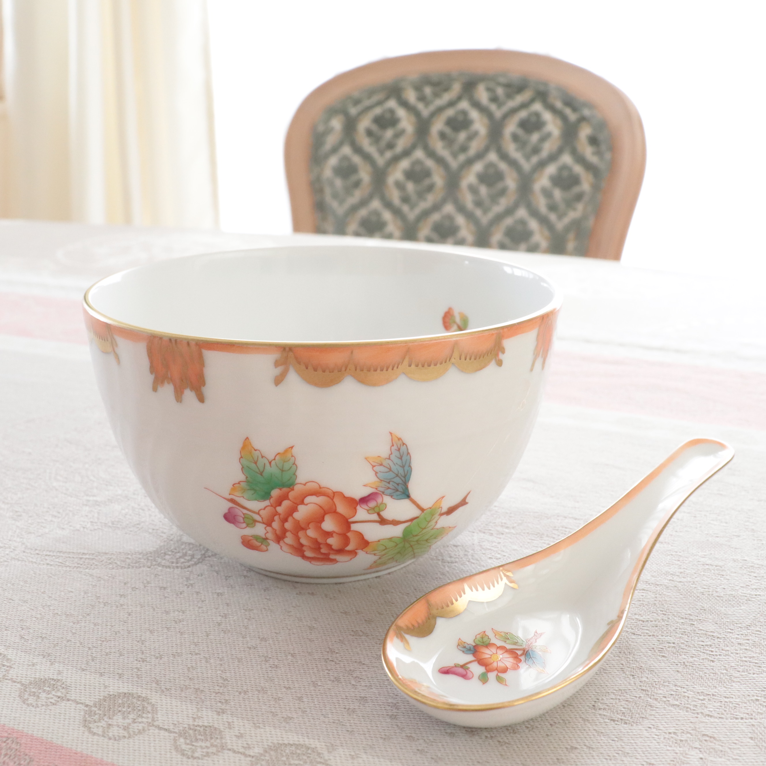 Herend ヘレンド　ヴィクトリアアニバーサリー　ボウル＆レンゲセット