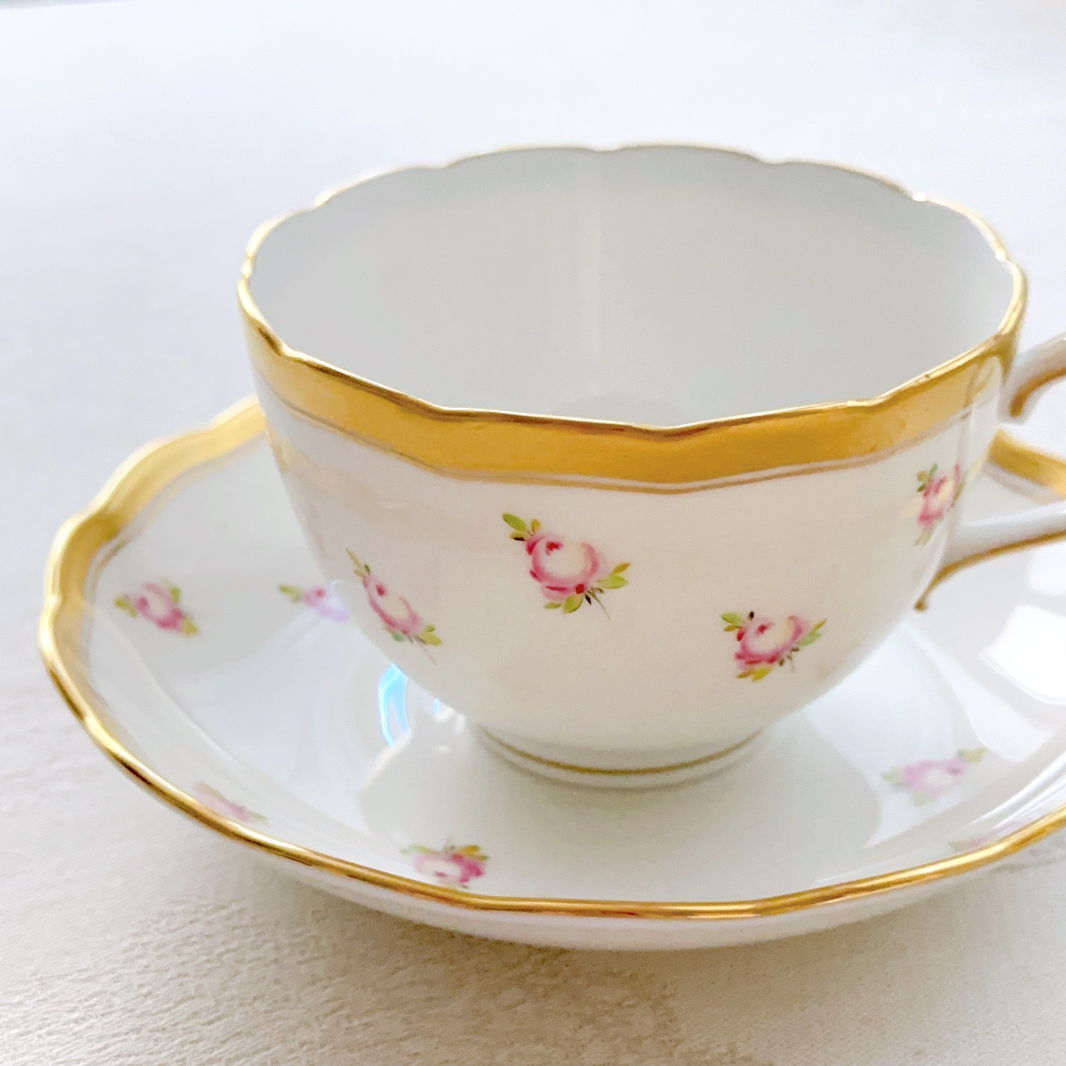 ヘレンド PTRA 朝露の小薔薇　モーニングカップ＆ソーサー (*カップ＆ソーサーのみのご案内です。プレートは別売りです。）