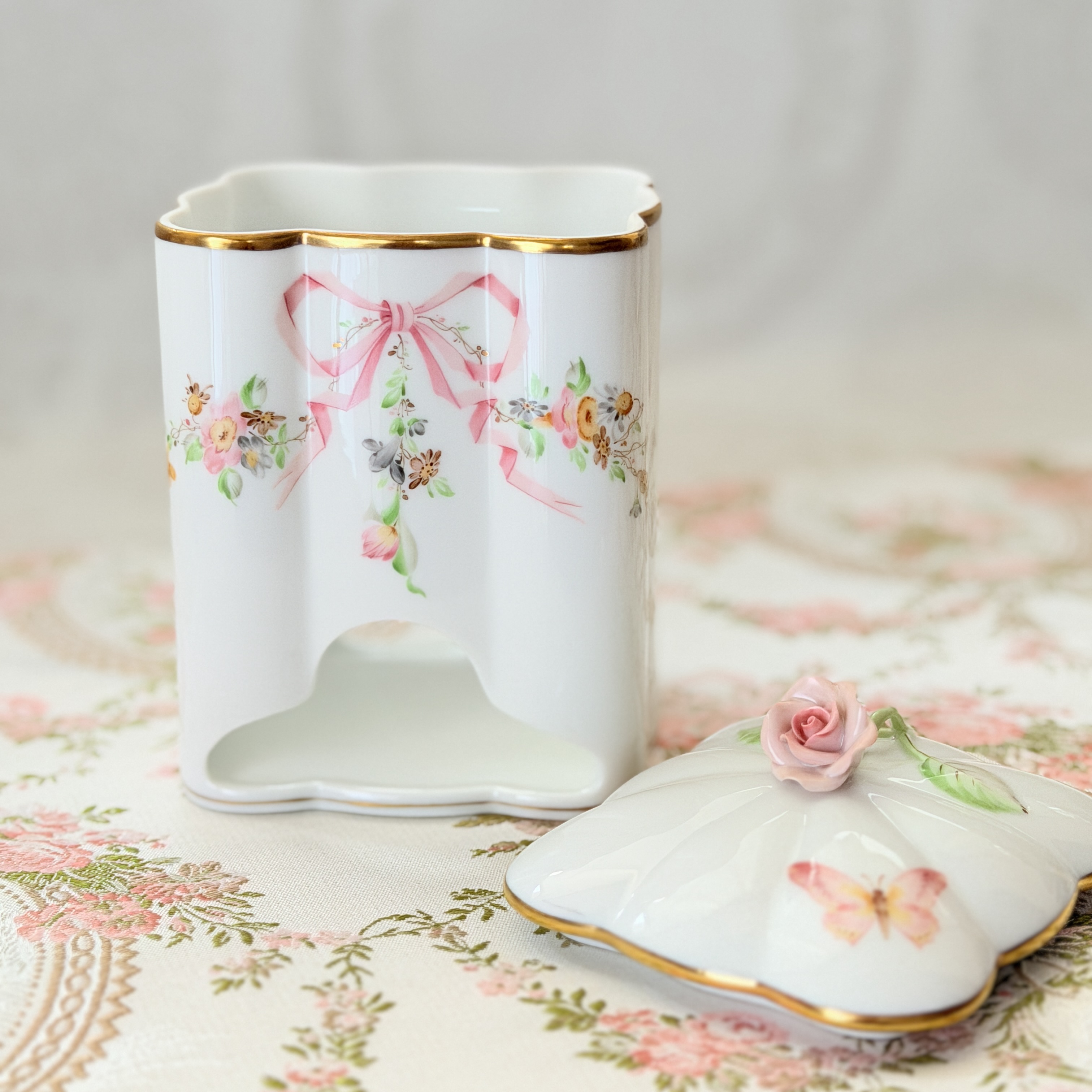 Sold Out ☆レア☆スペシャル☆ Herend ヘレンド　EDENP エデン桜ピンク　ティーバッグホルダー