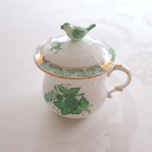 Herend ヘレンド　アポニーグリーン　ラージクリームカップ (*カップ＆蓋のみ。　ソーサーは別売りです。）