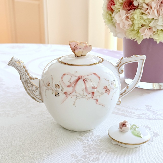 ☆お蓋が２種類☆ Herend ヘレンド　エデン桜ピンク　シンプル　600ml ティーポット