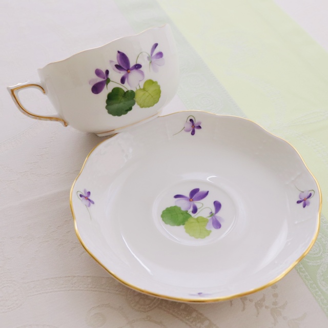 新品］Herendバイオレット（すみれの花)デザートプレートセット 【公式