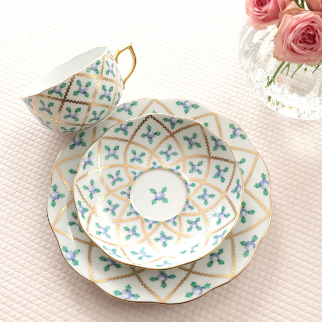 ☆ラスト1点☆ Herend ヘレンド セーブル風小薔薇金彩 ブルーローズ