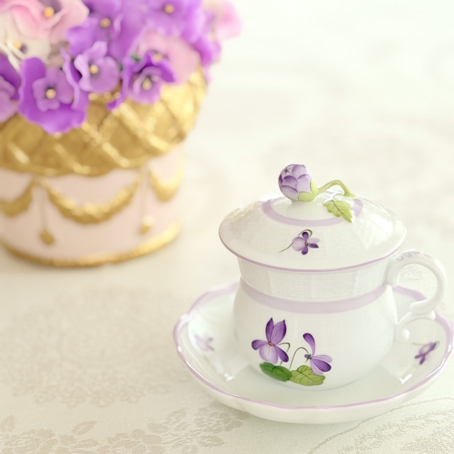 Herend ヘレンド　バイオレットライラック　クリームカップ＆ソーサーセット