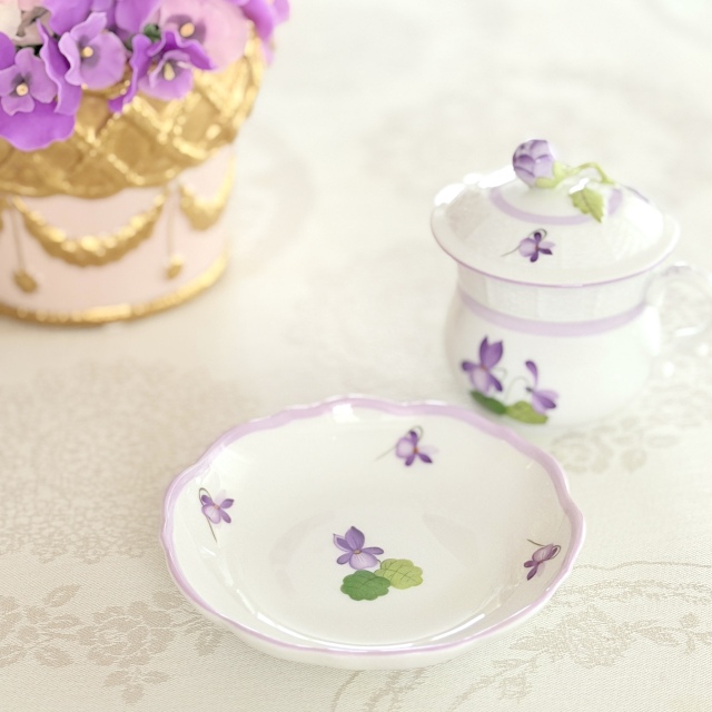 Herend ヘレンド バイオレットライラック クリームカップ＆ソーサーセット
