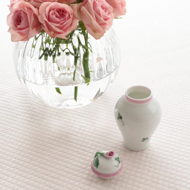 ヘレンド 小物入れ ミニフラワーベース ウィーンの薔薇 コルネベース