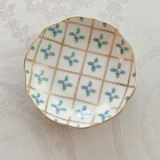 入荷待ち ☆NEW☆　Herend ヘレンド　セーブル風小薔薇金彩 ブルーローズ　１２cm　プチ皿