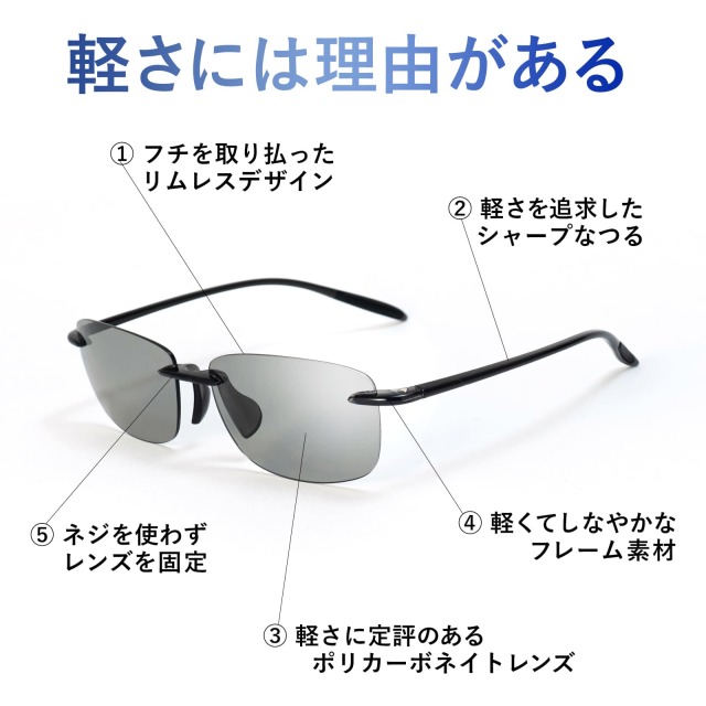 エアーサングラス 空気のように軽いサングラス オーバル AS-5001
