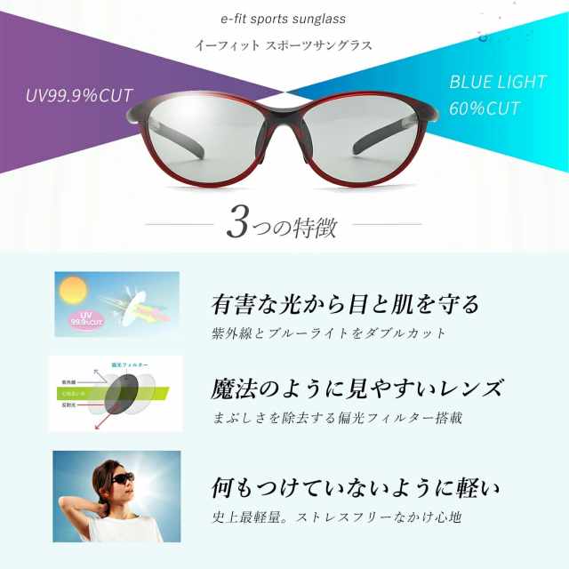 【色: クリアワイン/ブラック】[E-FIT] スポーツサングラス 超軽量モデル E-FIT 偏光スポーツサングラス 2種類のレンズセット EF-S209 | 【公式