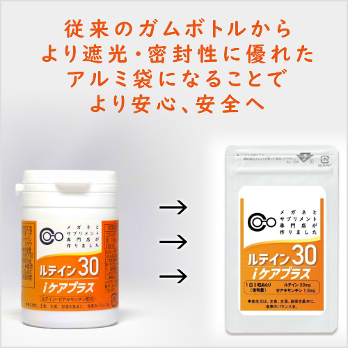 ルテイン30iケアプラス・アルミ袋リニューアル画像