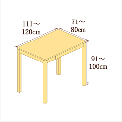 高さ91-100cm／奥行き71-80cm／横幅111-120cmの机/デスク