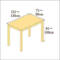 高さ91-100cm／奥行き71-80cm／横幅121-130cmの机/デスク