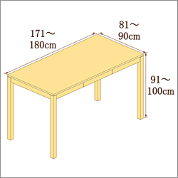 高さ91-100cm／奥行き81-90cm／横幅171-180cmの机/デスク
