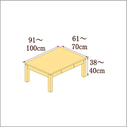 高さ38-40cm／奥行き61-70cm／横幅91-100cmの机/デスク