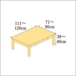 高さ38-40cm／奥行き71-80cm／横幅111-120cmの机/デスク