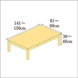 高さ38-40cm／奥行き81-90cm／横幅141-150cmの机/デスク