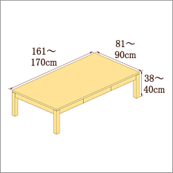 高さ38-40cm／奥行き81-90cm／横幅161-170cmの机/デスク