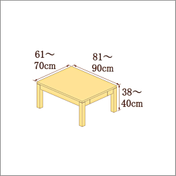 高さ38-40cm／奥行き81-90cm／横幅61-70cmの机/デスク
