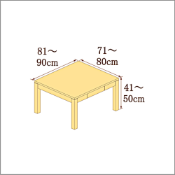 高さ41-50cm／奥行き71-80cm／横幅81-90cmの机/デスク