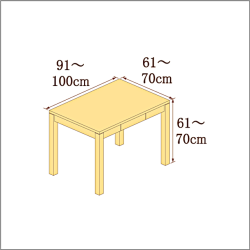 高さ61-70cm／奥行き61-70cm／横幅91-100cmの机/デスク