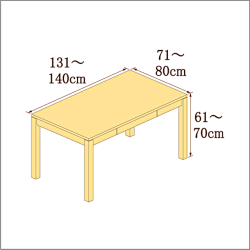 高さ61-70cm／奥行き71-80cm／横幅131-140cmの机/デスク