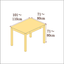 高さ71-80cm／奥行き71-80cm／横幅101-110cmの机/デスク