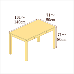 高さ71-80cm／奥行き71-80cm／横幅131-140cmの机/デスク