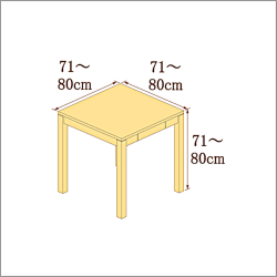 高さ71-80cm／奥行き71-80cm／横幅71-80cmの机/デスク
