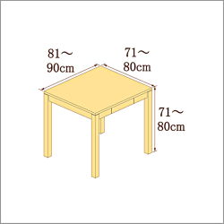 高さ71-80cm／奥行き71-80cm／横幅81-90cmの机/デスク