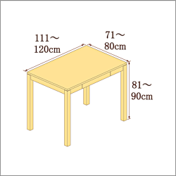 高さ81-90cm／奥行き71-80cm／横幅111-120cmの机/デスク