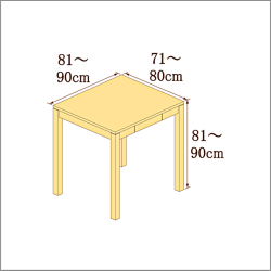 高さ81-90cm／奥行き71-80cm／横幅81-90cmの机/デスク