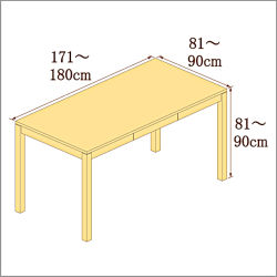 高さ81-90cm／奥行き81-90cm／横幅171-180cmの机/デスク