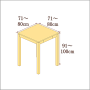 高さ91-100cm／奥行き71-80cm／横幅71-80cmの机/デスク