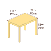 高さ81-90cm／奥行き71-80cm／横幅111-120cmの机/デスク