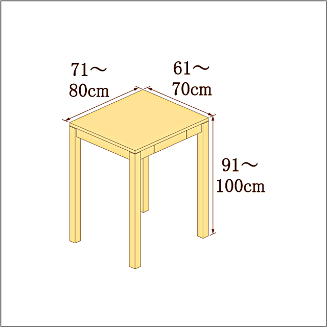 高さ91-100cm／奥行き61-70cm／横幅71-80cmの机/デスク