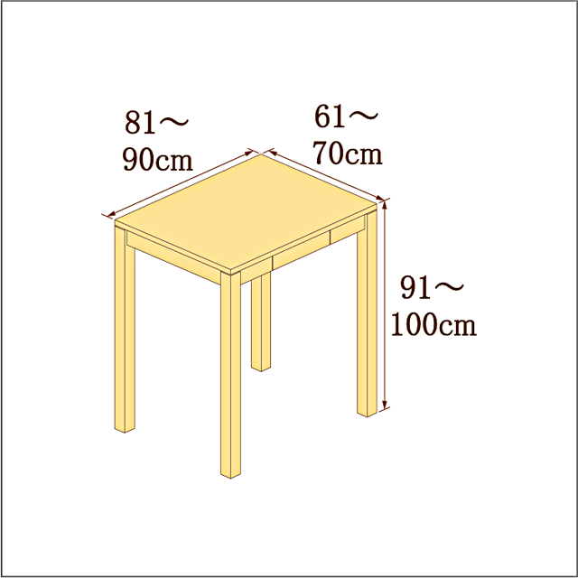 高さ91-100cm／奥行き61-70cm／横幅81-90cmの机/デスク